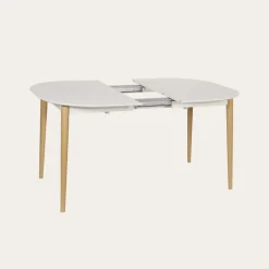 Icara Mesa de comedor extensible ovalada 120/220 lacada en blanco y natural^Banak Hot