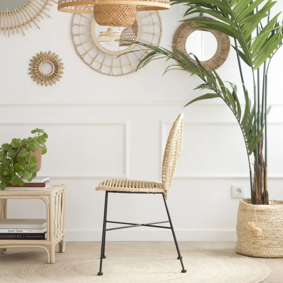 Ille Chaise en rotin naturel et métal^Banak Online