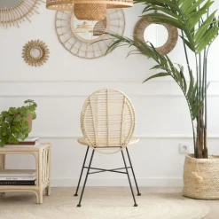 Ille Chaise en rotin naturel et métal^Banak Online