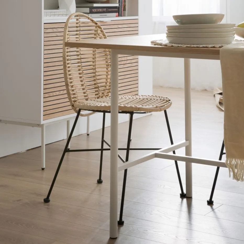 Ille Chaise en rotin naturel et métal^Banak Online