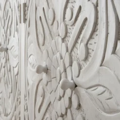 Indira Meuble buffet en bois massif blanc sculpté de manguier^Banak Online