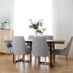 Irune Table à manger rectangulaire en bois massif et métal^Banak Clearance