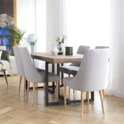 Irune Table à manger rectangulaire en bois massif et métal^Banak Clearance