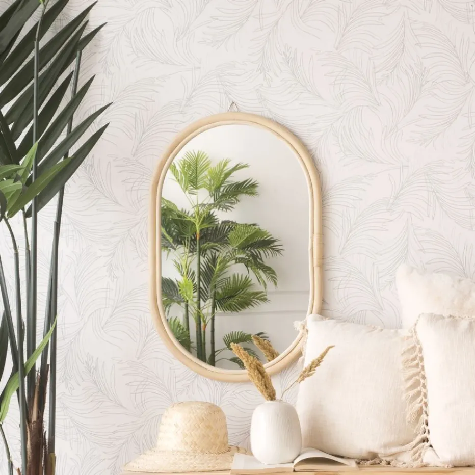 Isna Miroir mural en rotin naturel^Banak Hot