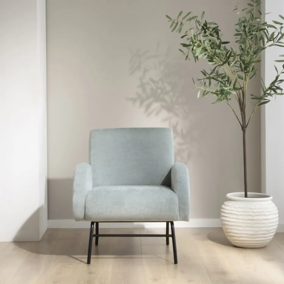 Jenn Fauteuil bleu turquoise avec pieds en métal^Banak Sale