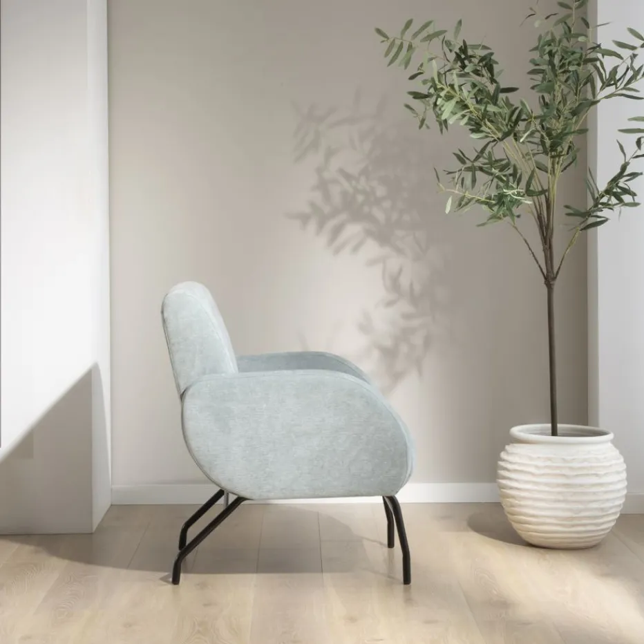 Jenn Fauteuil bleu turquoise avec pieds en métal^Banak Sale