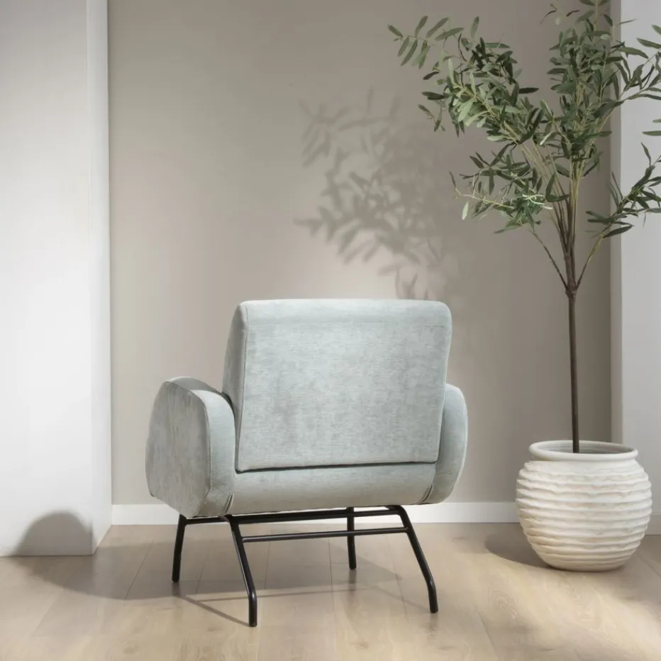 Jenn Fauteuil bleu turquoise avec pieds en métal^Banak Sale