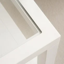 Juliet Table basse en bois et verre laqué en blanc^Banak New