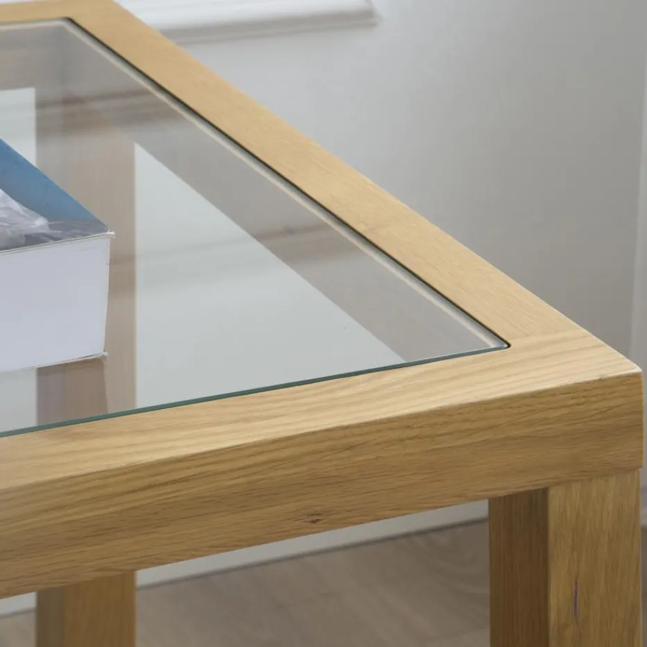 Juliet Table d'appoint en bois et verre couleur chêne naturel^Banak Online