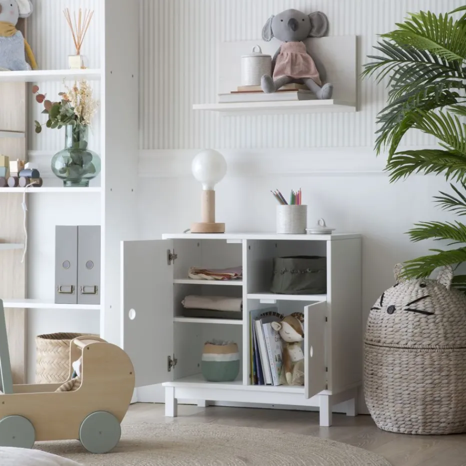 Kadi Meuble enfant avec espace de rangement laqué en blanc^Banak New