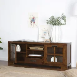 Kenia Meuble tv en bois couleur teck^Banak