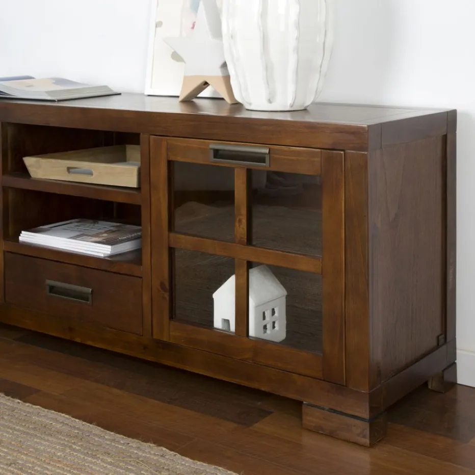 Kenia Meuble tv en bois couleur teck^Banak