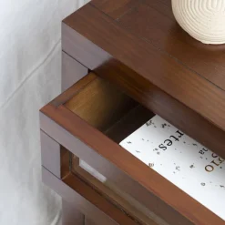 Kenia Table de nuit en bois couleur teck^Banak Sale