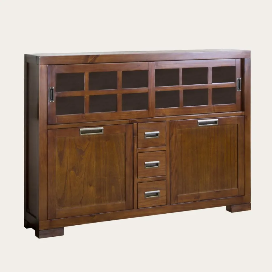 Kenia Vitrine étroite en bois de teck de 145 cm^Banak New
