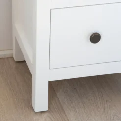 Khai Table de chevet étroite en bois laqué blanc^Banak Clearance