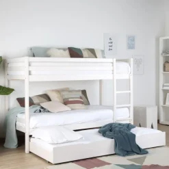 Kivu Lit avec lit gigogne laqué blanc pour matelas 90x190^Banak Discount