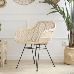 Lack Chaise en rotin naturel et métal^Banak
