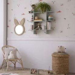 Lapin Miroir mural rond en forme de lapin en rotin naturel^Banak Sale
