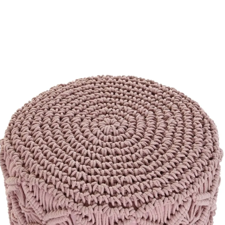 Larta Pouf rond en coton et bois^Banak Hot