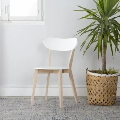 Lavia Silla de madera blanca y natural^Banak Discount