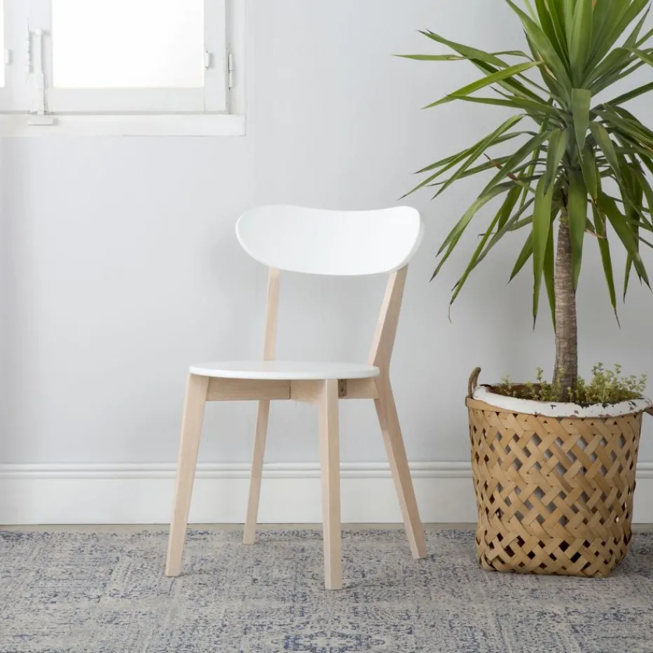 Lavia Silla de madera blanca y natural^Banak Discount