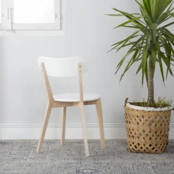 Lavia Silla de madera blanca y natural^Banak Discount