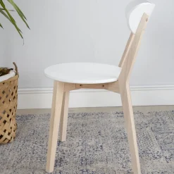 Lavia Silla de madera blanca y natural^Banak Discount