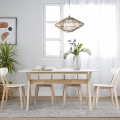 Lavia Silla de madera blanca y natural^Banak Discount