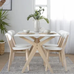 Lavia Silla de madera blanca y natural^Banak Discount