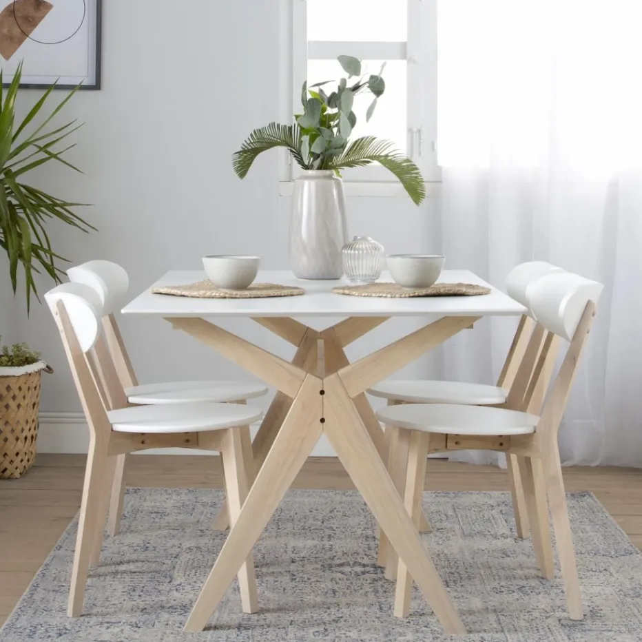 Lavia Silla de madera blanca y natural^Banak Discount