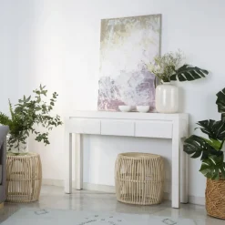 Liland Meuble d'entrée étroit en bois laqué blanc^Banak New