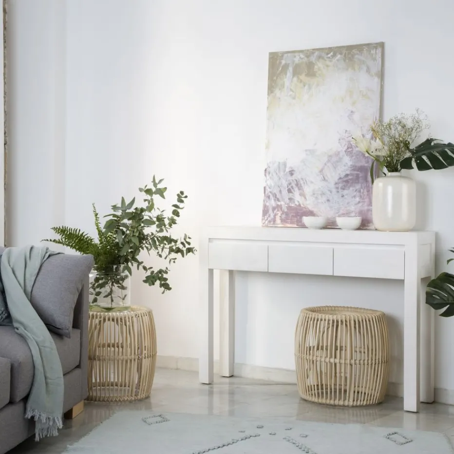 Liland Meuble d'entrée étroit en bois laqué blanc^Banak New