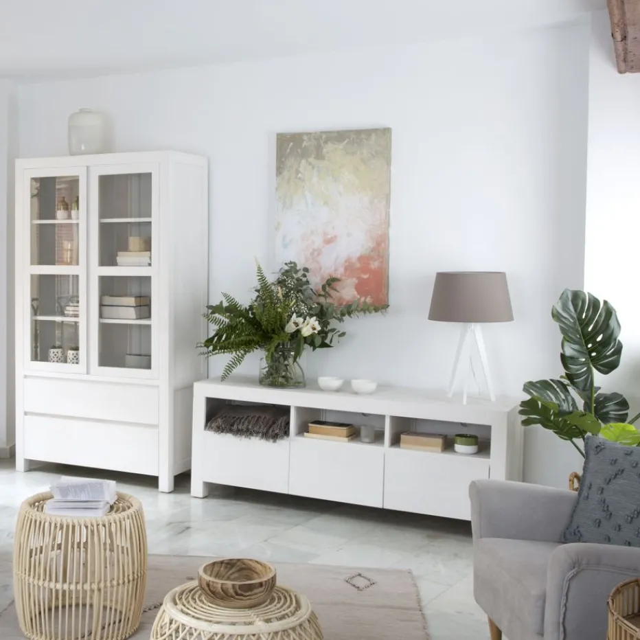 Liland Meuble tv laqué en blanc^Banak