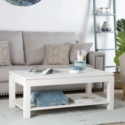 Liland Table basse relevable en bois laqué blanc^Banak