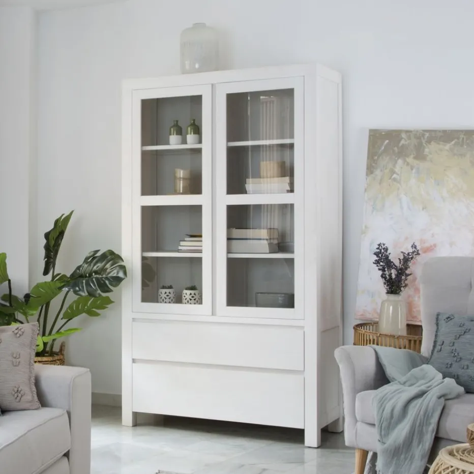 Liland Vitrine en bois laqué blanc^Banak New