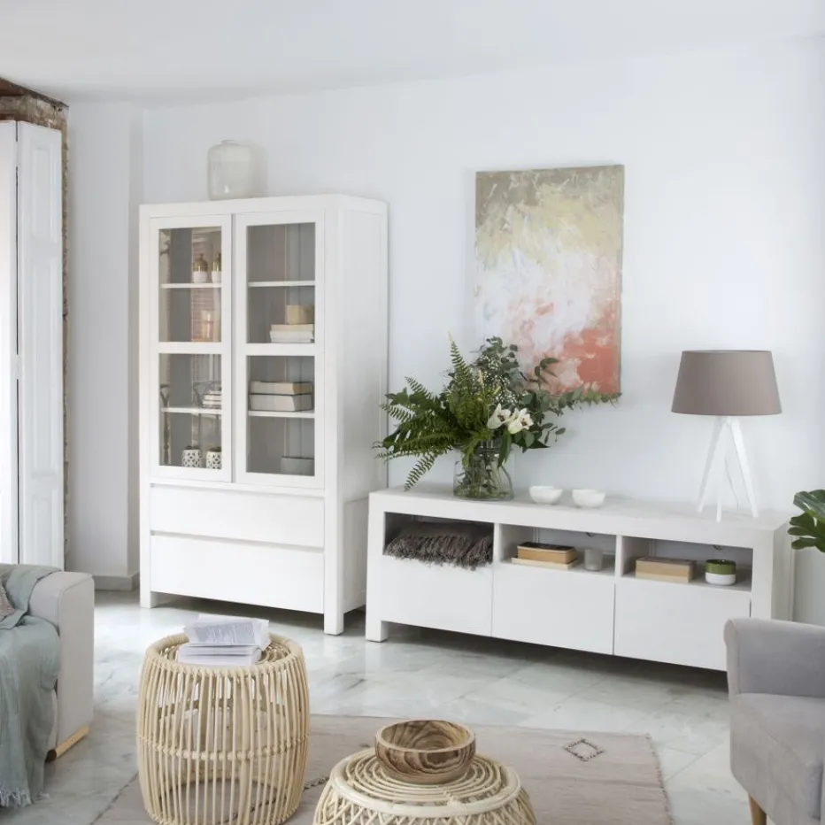 Liland Vitrine en bois laqué blanc^Banak New