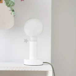 Lille Lampe de table blanche-câble vert^Banak Online