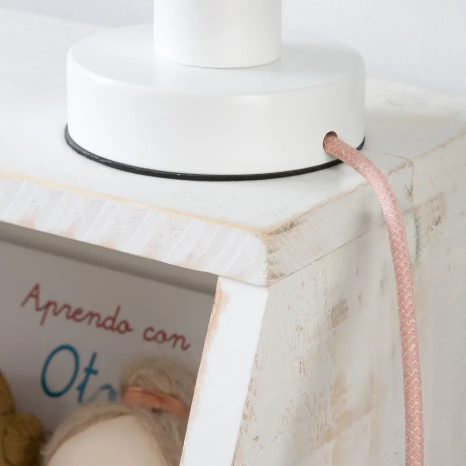 Lille Lampe de table blanche-câble rose^Banak Sale
