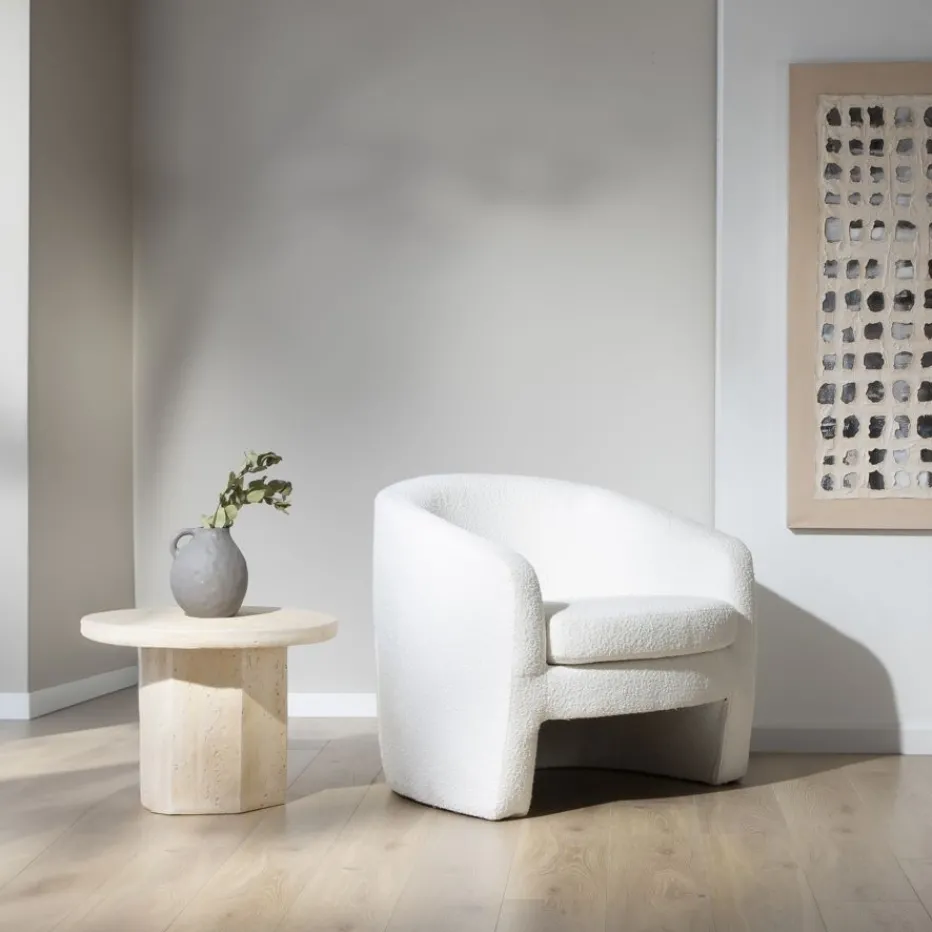 Magna Fauteuil tapissé bouclette blanche^Banak Outlet