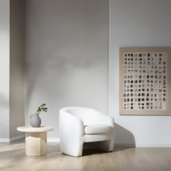 Magna Fauteuil tapissé bouclette blanche^Banak Outlet