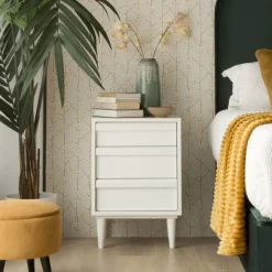 Margot Table de chevet en bois laqué blanc^Banak Online