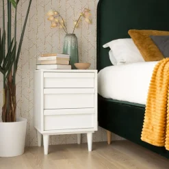 Margot Table de chevet en bois laqué blanc^Banak Online