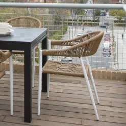 Melbu Chaise de jardin en rotin synthétique et aluminium blanc^Banak Discount