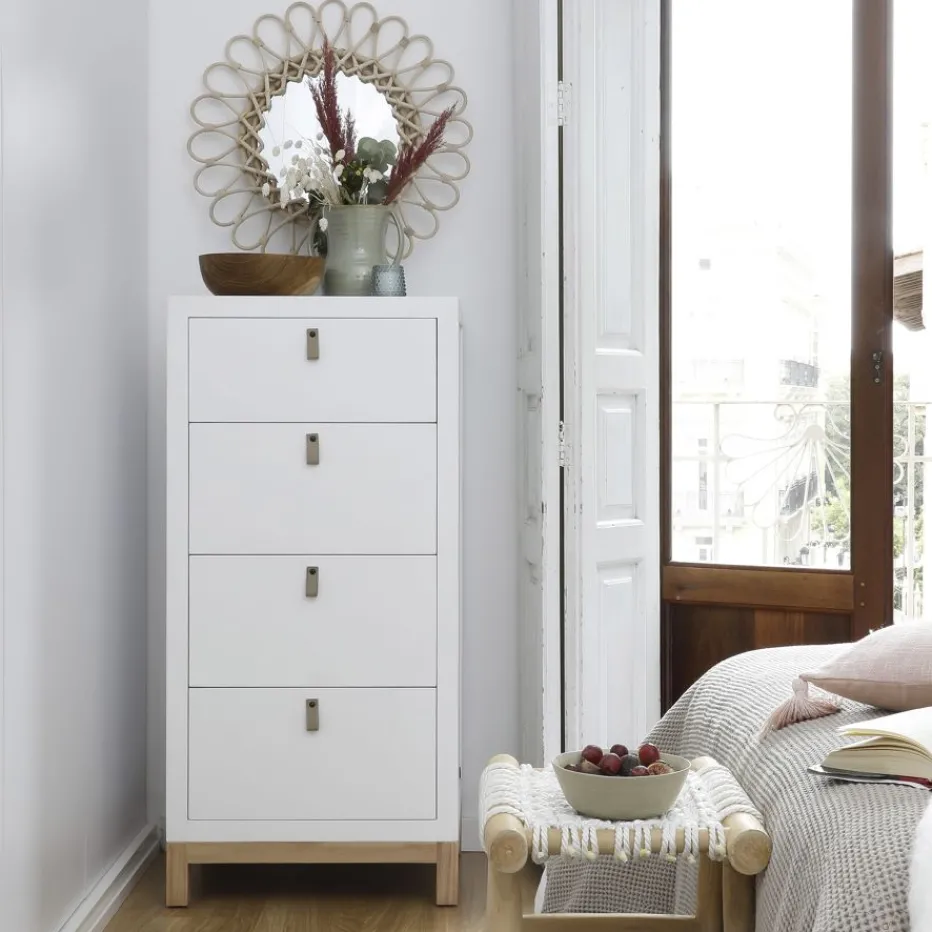 Milos Commode en bois blanc et naturel^Banak Outlet