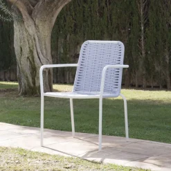 Mink Chaise de jardin en corde couleur gris et aluminium blanc^Banak Online
