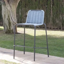 Mink Tabouret de jardin en corde tourmaline et aluminium graphite^Banak