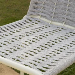 Mink Tabouret de jardin en corde grise et aluminium blanc^Banak Hot