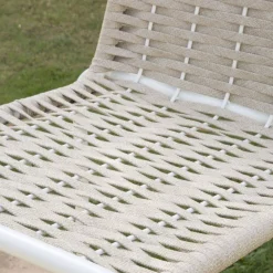 Mink Tabouret de jardin en corde taupe et aluminium blanc^Banak Best