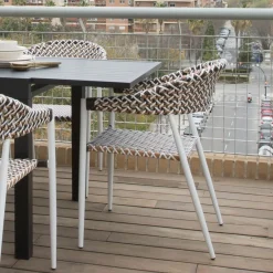Narvik Chaise de jardin en rotin synthétique multicolore et aluminium blanc^Banak Hot