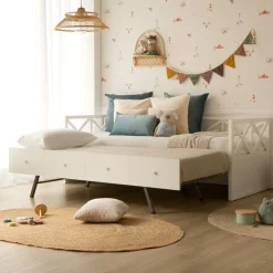 Niza Lit gigogne laqué en blanc pour matelas de 90^Banak Clearance
